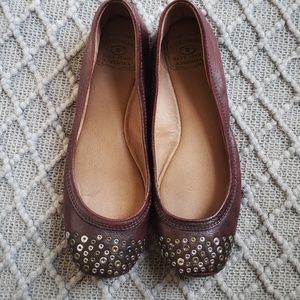 Lucky Brand Santana Brown Square Toe Flats